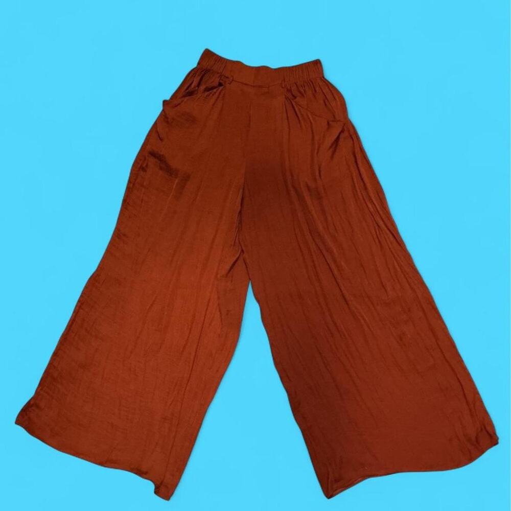 Rust wide leg gauze palazzo